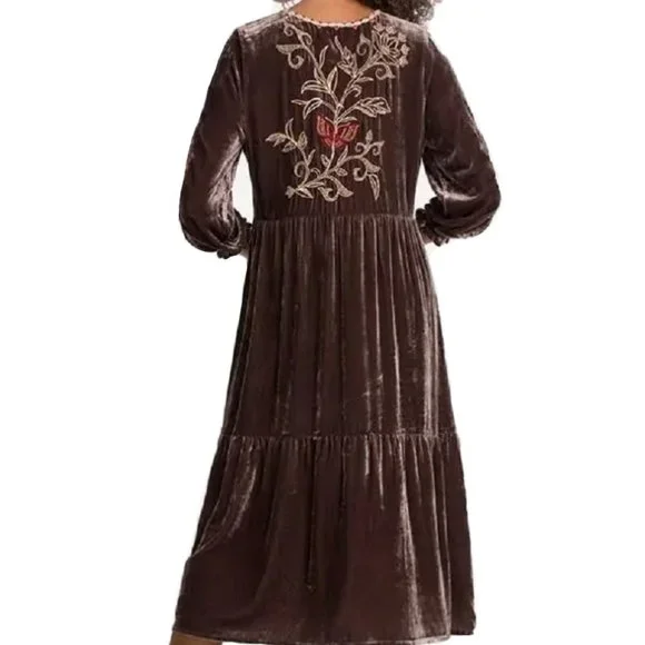 Johnny Was Taline Velvet Boho Midi Dress - J33121-8